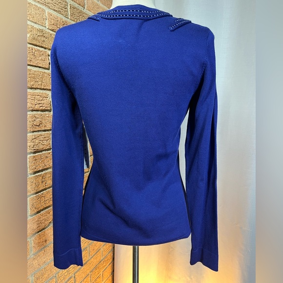 Tribal NWT Royal blue beaded v-neck sweater Size Small -Retails @ $93 - Picture 4 of 9